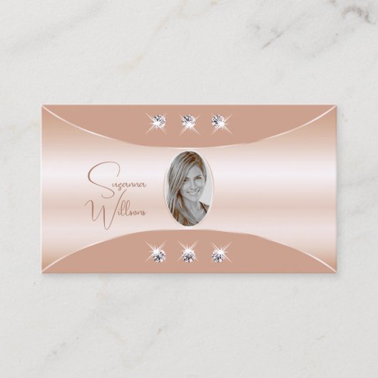 Luxe met Rozen gouden decorjuwelen en foto Visitekaartje (Voorkant)