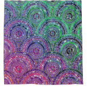 Luxe metalen Folie Glitter roze groene Stippen Cir Douchegordijn (Voorkant)
