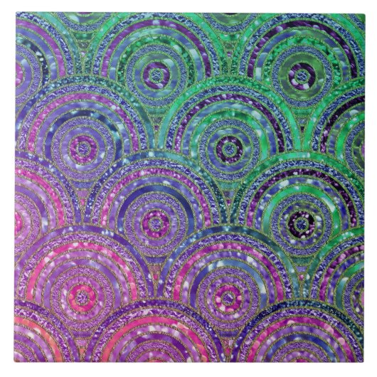 Luxe metalen Folie Glitter roze groene Stippen Cir Tegeltje (Voorkant)