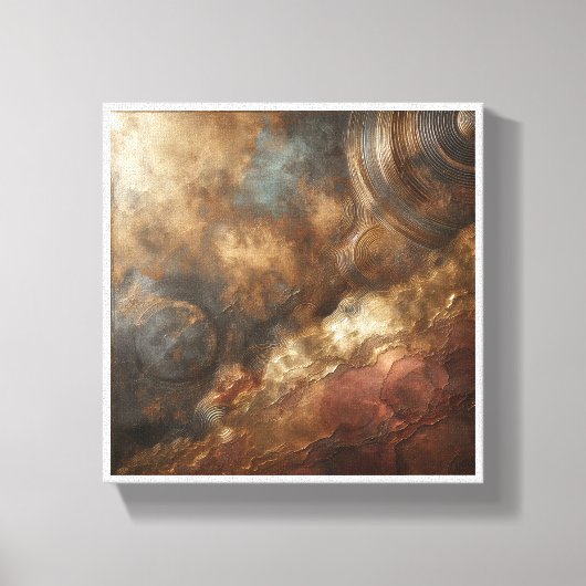 Luxe Metalen Reliëf Abstract - Industrieel Koper Canvas Afdruk (Voorkant)
