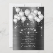 LUXE METALLIC BLACK BALLOON BIRTHDAY INVITATIE KAART (Voorkant)