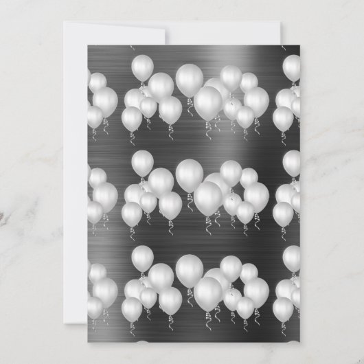 LUXE METALLIC BLACK BALLOON BIRTHDAY INVITATIE KAART (Achterkant)