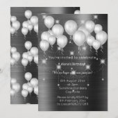 LUXE METALLIC BLACK BALLOON BIRTHDAY INVITATIE KAART (Voorkant / Achterkant)