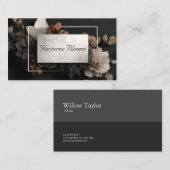 Luxe Metallic Bloemen Brons en Marmer Visitekaartje (Voorkant / Achterkant)