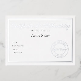 Luxe Metallic Certificaat van Echtheid Kunst Folie Uitnodiging