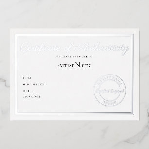 Luxe Metallic Certificaat van Echtheid Kunst Folie Uitnodiging