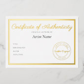 Luxe Metallic Certificaat van Echtheid Kunst Folie Uitnodiging (Voorkant)