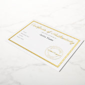 Luxe Metallic Certificaat van Echtheid Kunst Folie Uitnodiging (Gedraaid)