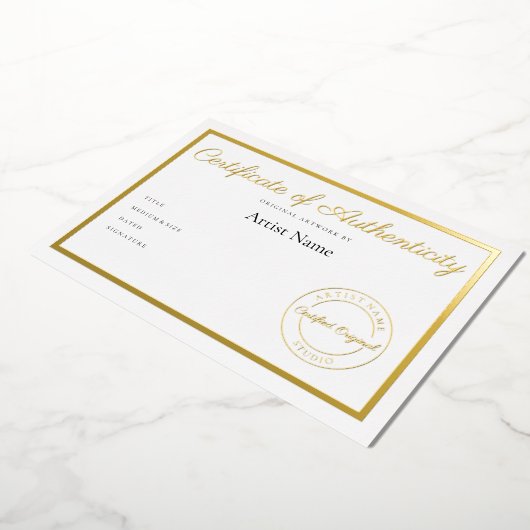 Luxe Metallic Certificaat van Echtheid Kunst Folie Uitnodiging (Gedraaid)
