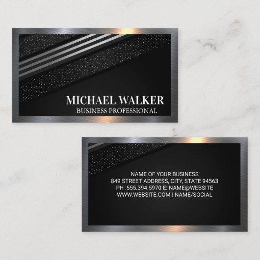 Luxe Metallic Gestreepte en Gevlekte Visitekaartje (Voorkant / Achterkant)