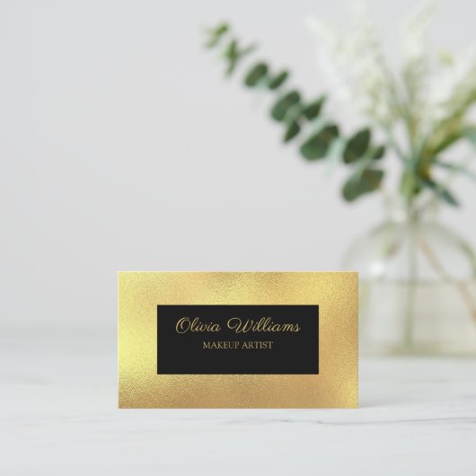 Luxe Metallic Gold Lijst & Script Visitekaartje (Staand voorkant)