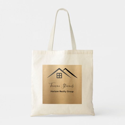 Luxe Metallic Gold Real Estate Canvas tas (Achterkant)