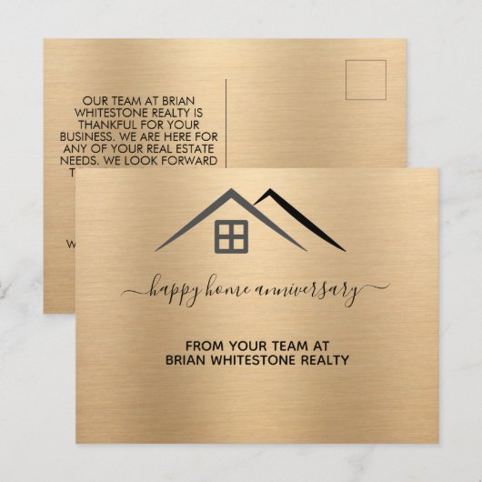 Luxe metallic goud briefkaart (Voorkant / Achterkant)