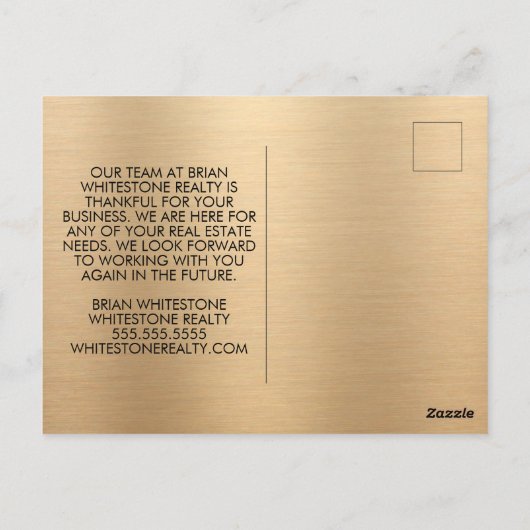 Luxe metallic goud briefkaart (Achterkant)