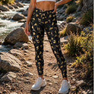 Luxe Metallic Goud en Zwarte Luipaardprint Leggings