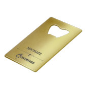 Luxe Metallic Goud Groomsmen Bruiloft Creditkaart Flessenopener (Voorkant Gekanteld)