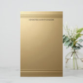 Luxe Metallic Goud Nepgeprägte Professionele Briefpapier (Staand voorkant)