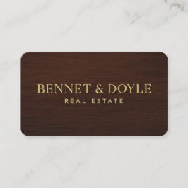 Luxe Metallic Goud op Mahonie Hout-Grain Visitekaartje