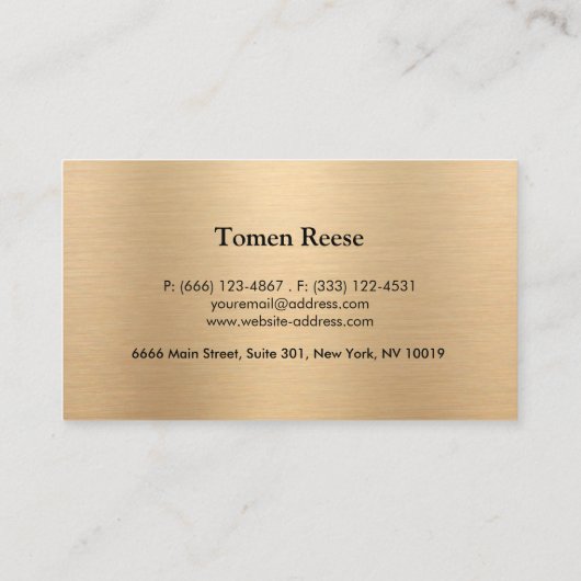 Luxe metallic goud visitekaartje (Achterkant)