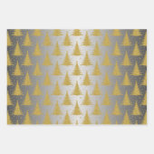Luxe Metallic Goud Zilver Kerstboom Patroon Inpakpapier Vel (Voorkant 2)