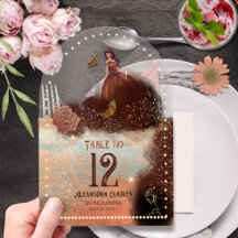 Luxe Metallic Koper Quinceañera Acrylate Tafelnumm