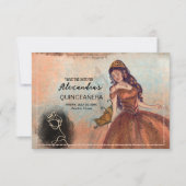 Luxe Metallic Koper Quinceañera Datum Op te Slaan Save The Date (Voorkant)