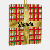 Luxe metallic rood groen goud plaid keramisch ornament (Rechts)