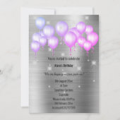 LUXE METALLIC SILVER BALLOON BIRTHDAY INVITATIE KAART (Voorkant)