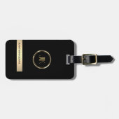 Luxe Metallic Stijl Monogram Naam Aangepast Bagagelabel (Voorkant horizontaal)