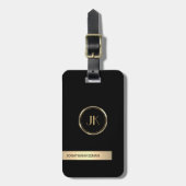 Luxe Metallic Stijl Monogram Naam Aangepast Bagagelabel (Voorkant verticaal)
