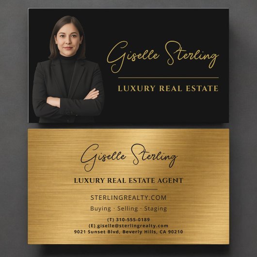 Luxe Metallic Vastgoed Zwart Goud Schrift  Visitekaartje