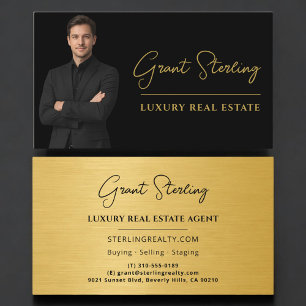 Luxe Metallic Vastgoed Zwart Goud Schrift Visitekaartje