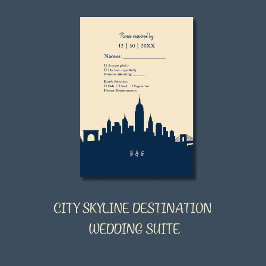 Luxe Metropolitan Skyline Trouwbestemming RSVP Kaartje