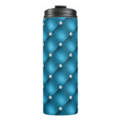 Luxe Mid Blue Diamond Tufted Pattern Thermosbeker (Voorkant)