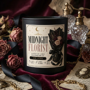 Luxe Middernacht Bloemist Kaarslabel Elegant Vierkante Sticker
