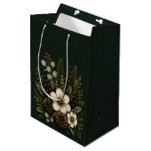 Luxe Midnight Evergreen Botanisch Medium Cadeauzakje (Voorkant Gekanteld)