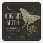 Luxe Midnight Moth Botanische Kaars Vierkante Sticker (Voorkant)