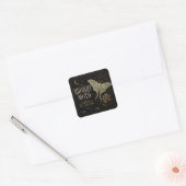Luxe Midnight Moth Botanische Kaars Vierkante Sticker (Envelop)