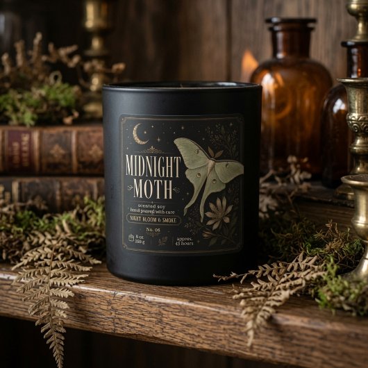 Luxe Midnight Moth Botanische Kaars Vierkante Sticker