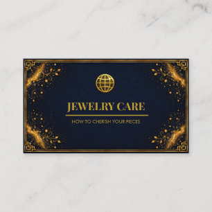 Luxe Midnight Navy Goud Sieraden Verzorgingskaart Visitekaartje