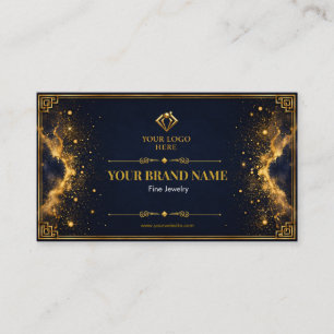 Luxe Midnight Navy Gouden Oorbellenkaart Visitekaartje