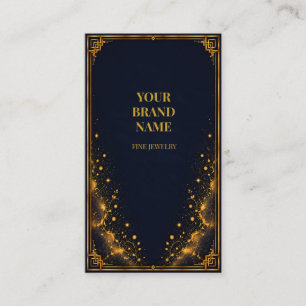 Luxe Midnight Navy Gouden Sieraden Cadeaubandlabel Visitekaartje