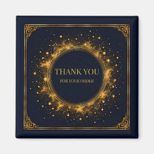 Luxe Midnight Navy Gouden Vierkante Gift Box Label Magneet