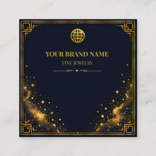 Luxe Midnight Navy Gouden Vierkante Kettingkaart Visitekaartje