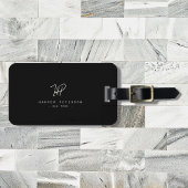 Luxe minima zwart monogram - Latijnse afbeelding s Bagagelabel