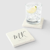 Luxe minima zwart monogram - Latijnse afbeelding s Stenen Onderzetter (Zijkant)