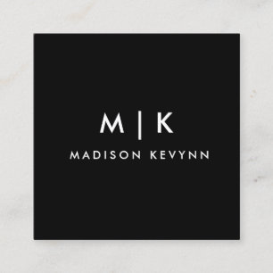 Luxe minima zwart monogram - Latijnse afbeelding s Vierkante Visitekaartje