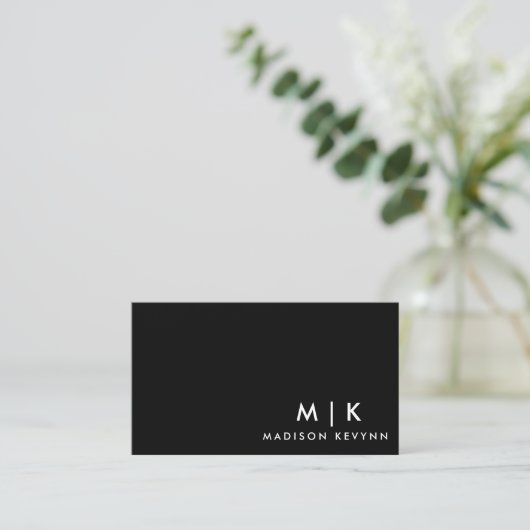 Luxe minima zwart monogram - Latijnse afbeelding s Visitekaartje (Staand voorkant)