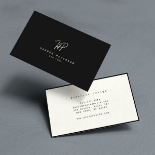 Luxe minima zwart monogram - Latijnse afbeelding s Visitekaartje