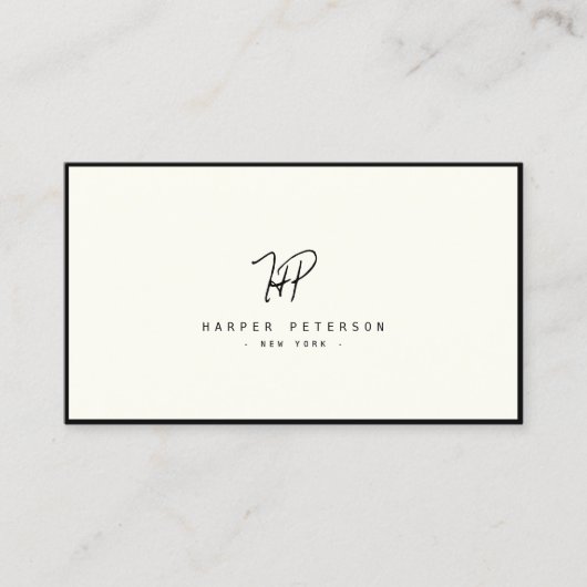 Luxe minima zwart monogram - Latijnse afbeelding s Visitekaartje (Voorkant)